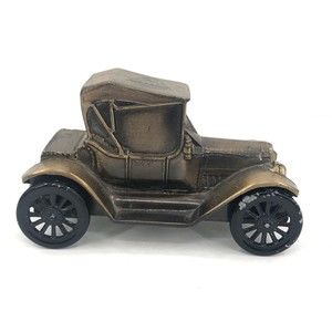 Banthrico Diecast Metal Car Bank National Automobile Club Copper Color 1974 FLAW